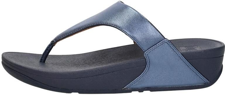 FitFlop Lulu Lederen Teenslipper Microwobbleboard-zool technologie BLAUW - Foto 4