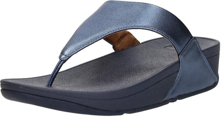 FitFlop Lulu Lederen Teenslipper Microwobbleboard-zool technologie BLAUW - Foto 7