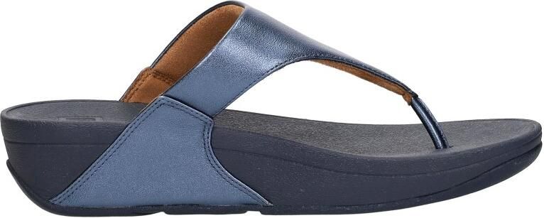 FitFlop Lulu Lederen Teenslipper Microwobbleboard-zool technologie BLAUW - Foto 9