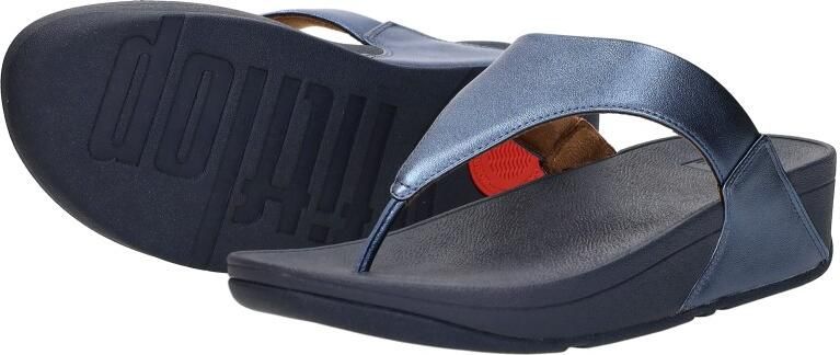 FitFlop Lulu Lederen Teenslipper Microwobbleboard-zool technologie BLAUW - Foto 8
