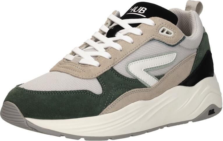 HUB Glide S43 chunky suède sneakers grijsgroen beige - Foto 4