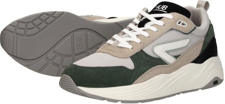 HUB Glide S43 chunky suède sneakers grijsgroen beige - Foto 7