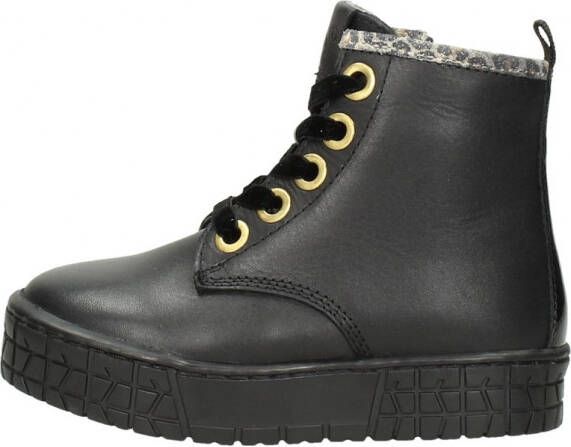 KEQ Meisjes veterschoenen Veterschoen hoog Zwart