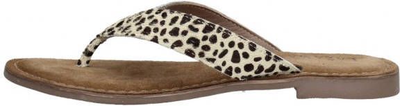 Lazamani 75.481 leren teenslippers met dierenprint ecru zwart - Foto 3