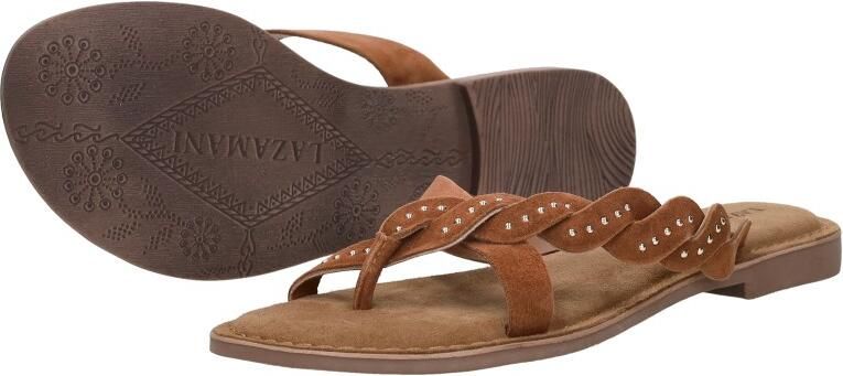 Lazamani Lena Dames Slippers Suede Tan - Foto 5