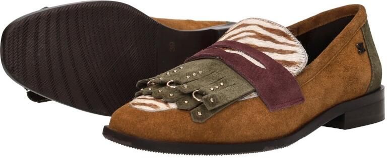 Lazamani Lola leren loafers met franjes cognac - Foto 9