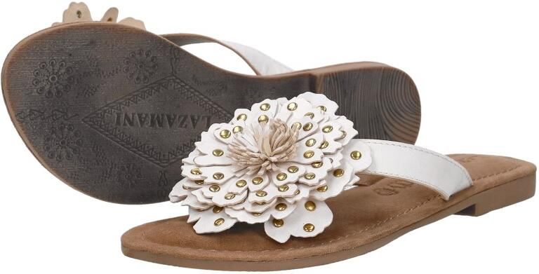Lazamani Kira Dames Teenslippers Leer White - Foto 6