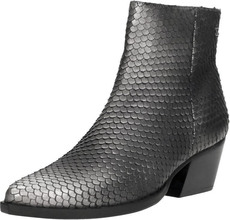 Lazamani Phoebe Dames Enkellaarsjes Leer Silver Black