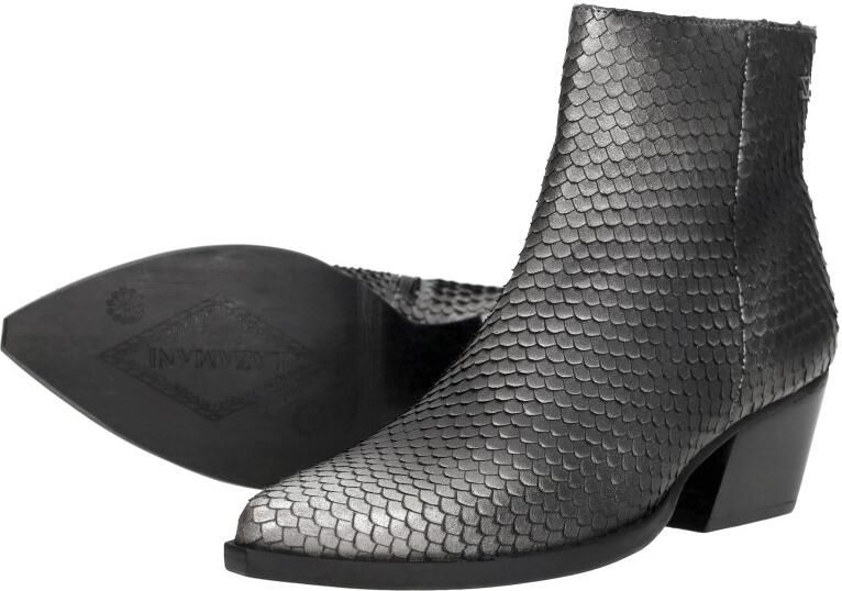 Lazamani Phoebe Dames Enkellaarsjes Leer Silver Black - Foto 2