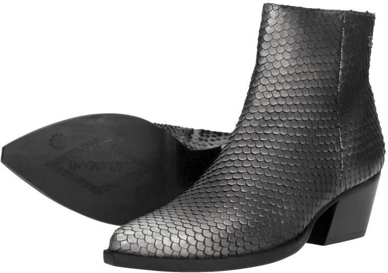 Lazamani Phoebe Dames Enkellaarsjes Leer Silver Black - Foto 5