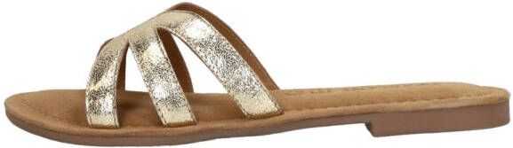 Lazamani Metallic Gouden Leren Slippers Yellow Dames