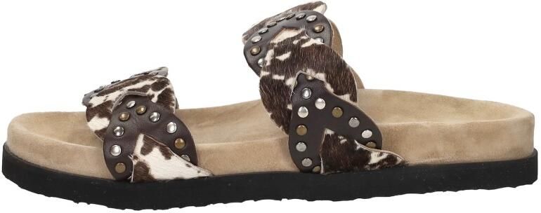 Maruti Evie Hairon Cow D04 Slippers Donker Bruin Koeienprint Leer Dames Bruin - Foto 8