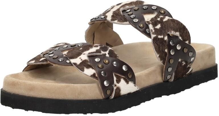 Maruti Evie Hairon Cow D04 Slippers Donker Bruin Koeienprint Leer Dames Bruin - Foto 11