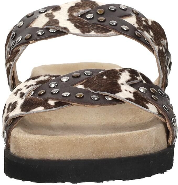 Maruti Evie Hairon Cow D04 Slippers Donker Bruin Koeienprint Leer Dames Bruin - Foto 9