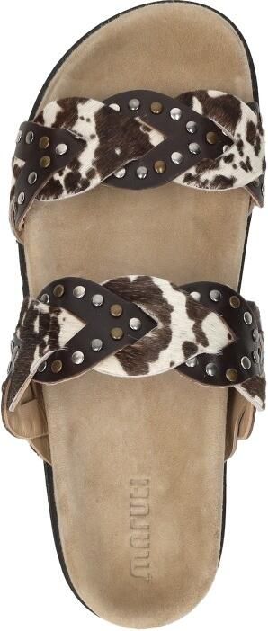 Maruti Evie Hairon Cow D04 Slippers Donker Bruin Koeienprint Leer Dames Bruin - Foto 14