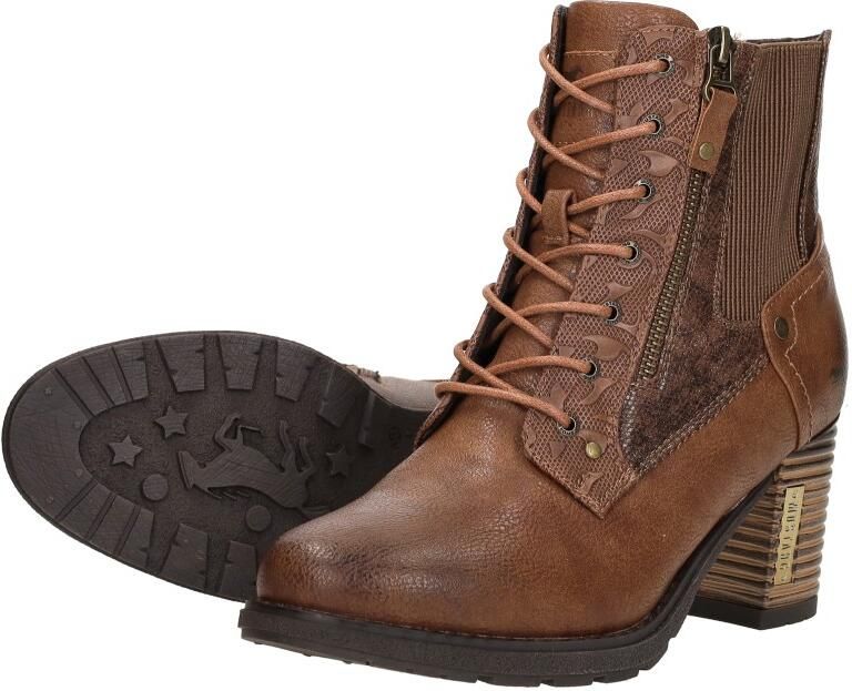 Mustang Veterschoenen Hak Veterschoenen Hak Cognac - Foto 4