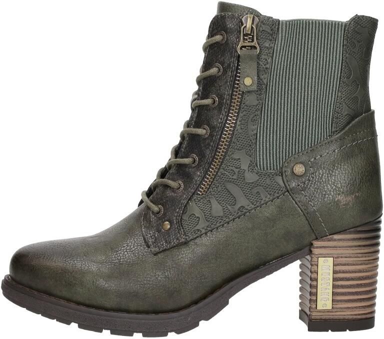 Mustang Veterschoenen Hak Veterschoenen Hak Khaki - Foto 3