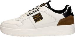 PME Legend Witte Leren Sneaker met Bruine en Zwarte Details White Heren