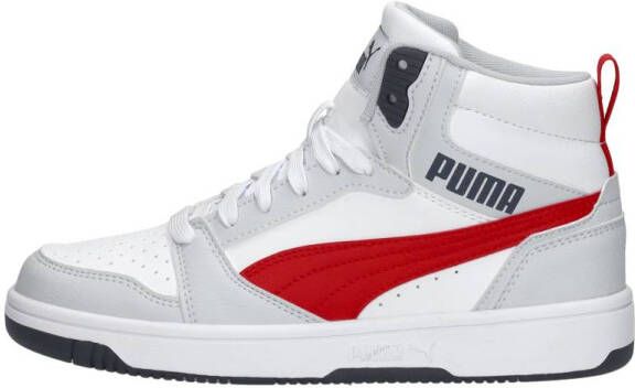 Puma Rebound v6 Mid V6 Mid sneakers lichtgrijs donkerblauw rood Jongens Meisjes Imitatieleer 39 - Foto 8