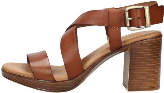 Red-Rag Red Rag Sandalen Dames Damesschoenen Leer Blokhak hoogte 7 cm 79364  Cognac - Schoenen.nl