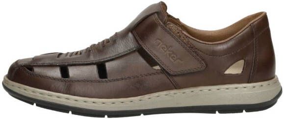 Rieker Bruine Leren Sandaal met Comfortabel Voetbed Brown Heren - Foto 8