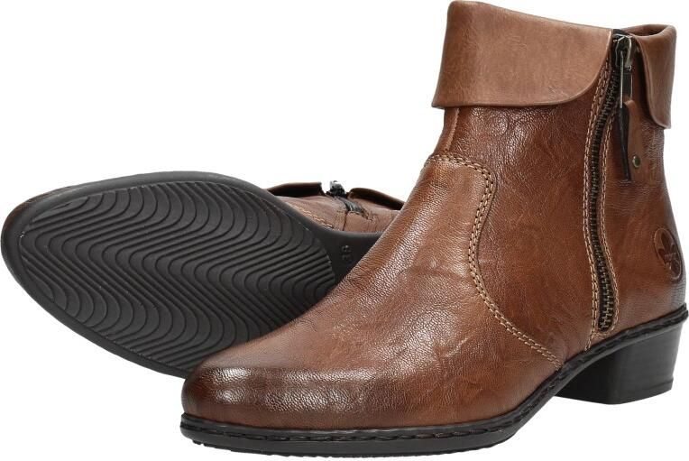 Rieker Comfortabele leren enkellaars met dubbele rits Brown - Foto 4