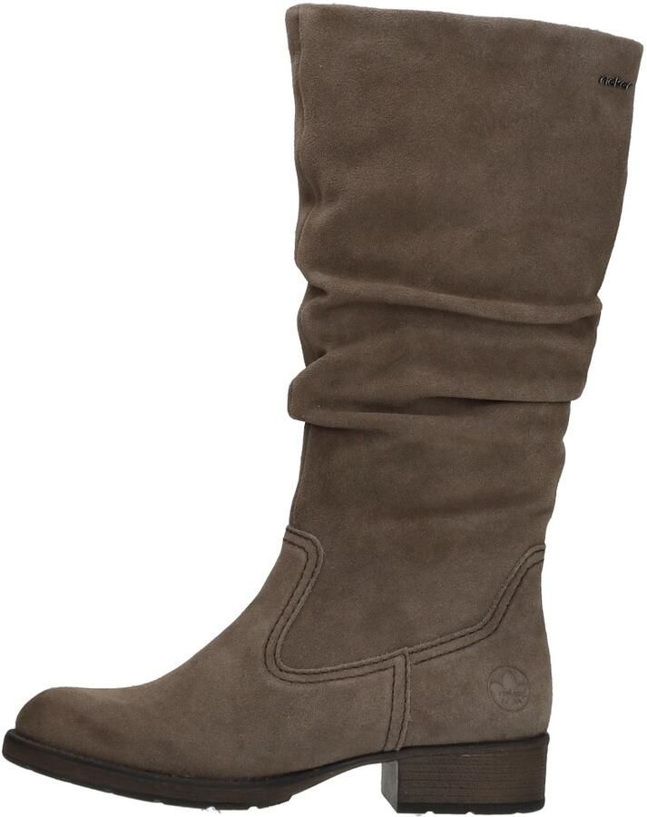 Rieker art. Z9567-45 taupe suede kuit knielaars met rits