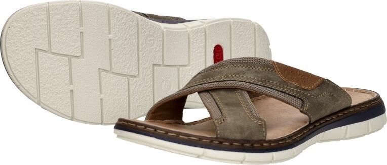 Rieker Slippers wig-hak zomerschoen slippers met grote siergesp - Foto 13