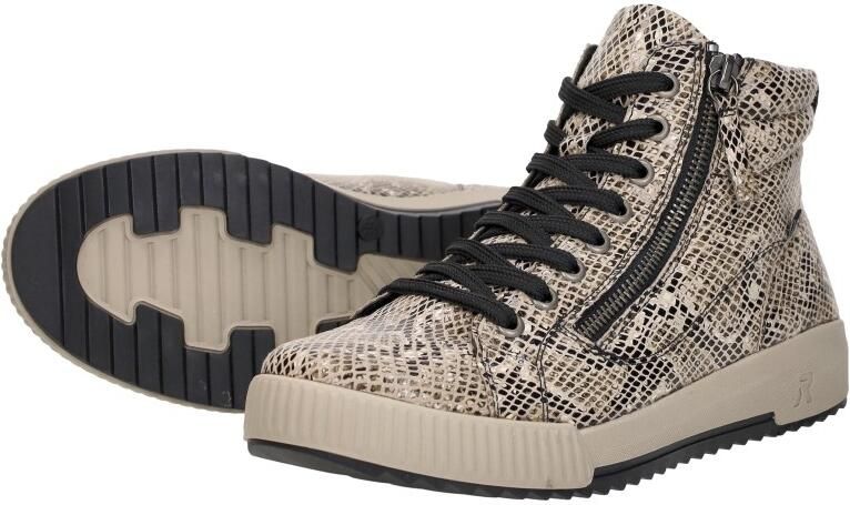 Rieker art W0164-64 beige combi print dames veter rits - Foto 6