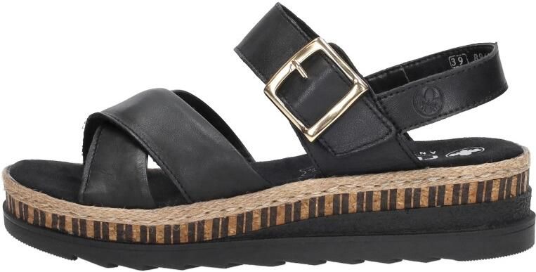 Rieker Comfortabele Leren Sandalen met Verhoogde Zool Black Dames - Foto 9
