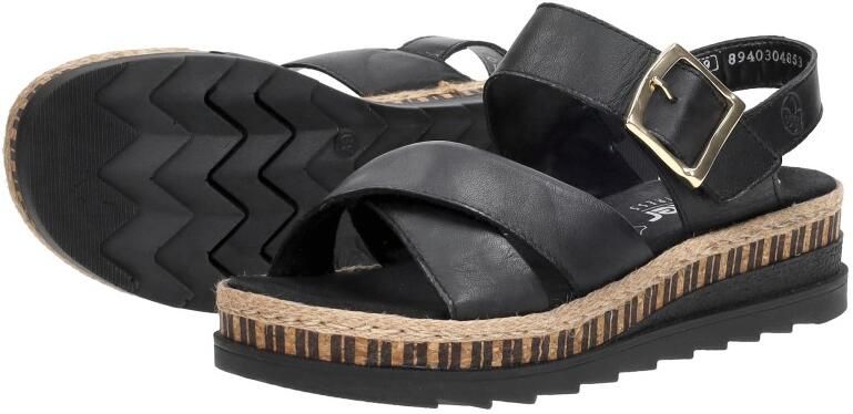 Rieker Comfortabele Leren Sandalen met Verhoogde Zool Black Dames - Foto 12