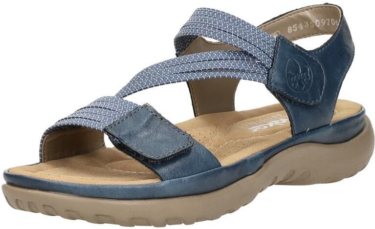 Rieker Blauwe Comfort Sandaal met Klittenbandsluiting Blue Dames - Foto 8