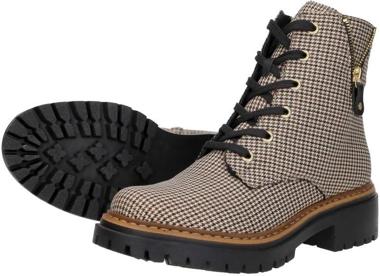 Rieker Veterlaarsjes Veterboots herfstlaarzen profielzool blokhak in pepita-look - Foto 5