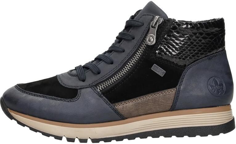 Rieker Dames Veterboot Gevoerd 49040-14 Blauw Wijdte H - Foto 2
