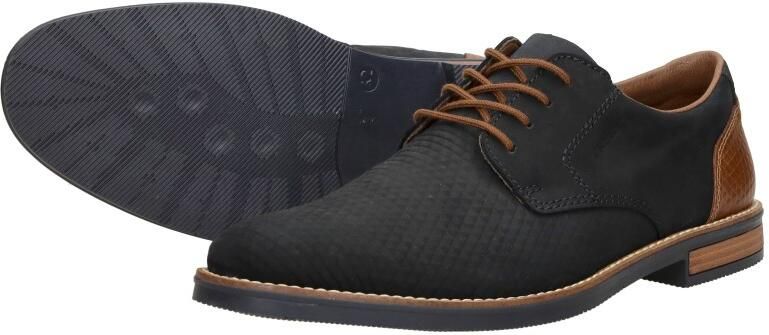 Rieker Blauwe Leren Veterschoenen met Cognac Accents Blue Heren - Foto 12