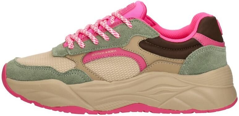 Scotch & Soda dames sneaker Scotch&Soda Celest groene suède met roze accenten - Foto 2
