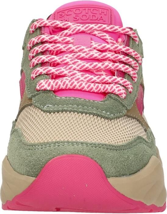 Scotch & Soda dames sneaker Scotch&Soda Celest groene suède met roze accenten - Foto 3