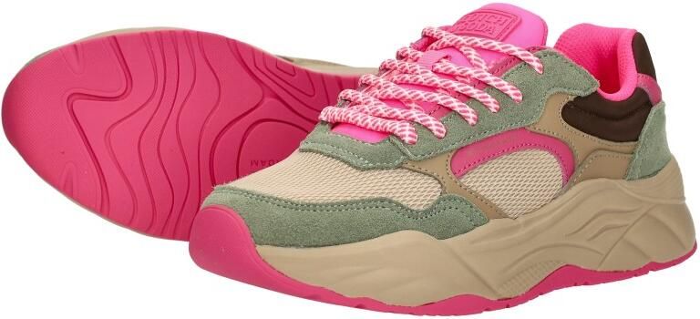 Scotch & Soda dames sneaker Scotch&Soda Celest groene suède met roze accenten - Foto 6