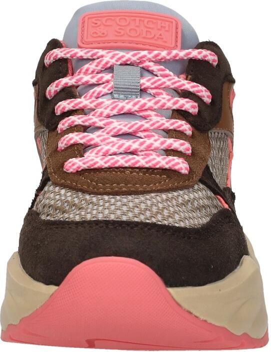 Scotch & Soda Scotch&Soda dames sneaker Celest 25 suède en mesh bruin beige roze - Foto 5