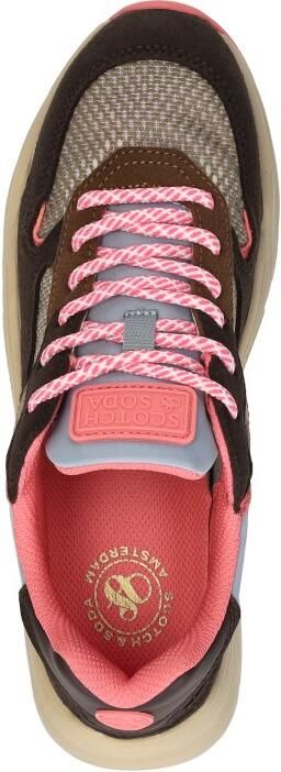 Scotch & Soda Scotch&Soda dames sneaker Celest 25 suède en mesh bruin beige roze - Foto 9