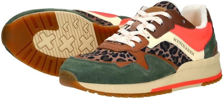 Scotch & Soda Scotch&Soda dames sneakers Vivi suède groen met bruine leopardprint - Foto 7