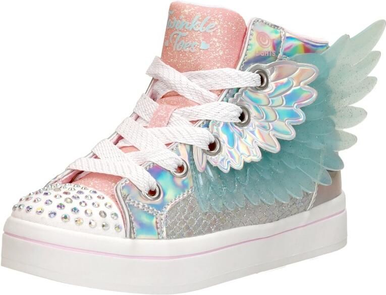 Skechers Twinkle Toes hoge sneakers met lichtjes zilver Meisjes Imitatieleer 28 - Foto 4