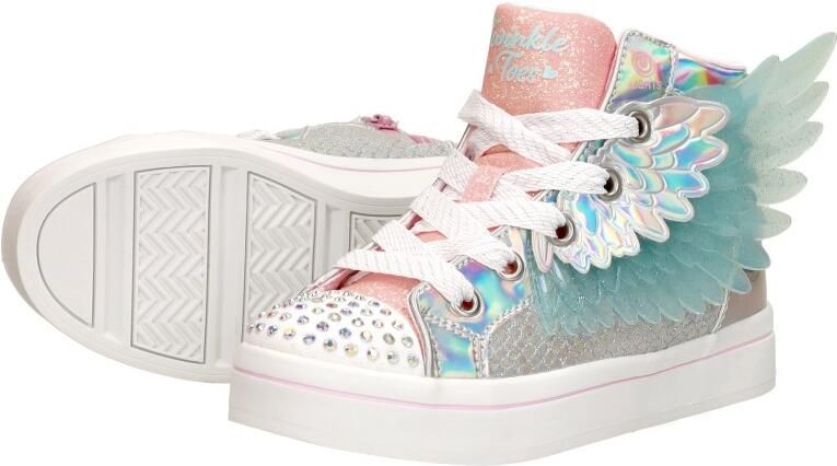 Skechers Twinkle Toes hoge sneakers met lichtjes zilver Meisjes Imitatieleer 28 - Foto 7