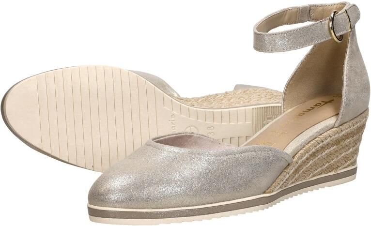 Tamaris Gouden Champagne Leren Espadrille met Klittenband Yellow Dames - Foto 5