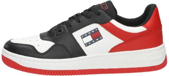 Tommy Hilfiger Witte Leren Sneaker met Platte Zool Multicolor Heren