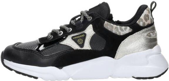 VINGINO Beau chunky leren sneakers zwart Meisjes Leer Meerkleurig 36 - Foto 4