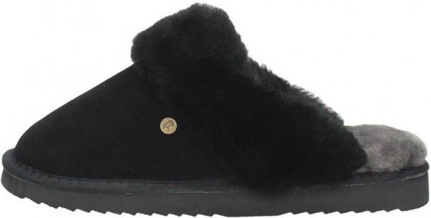 Warmbat Pantoffels Dames Sloffen Instappers Wol Harde zool Open hiel Flurry Zwart - Foto 9