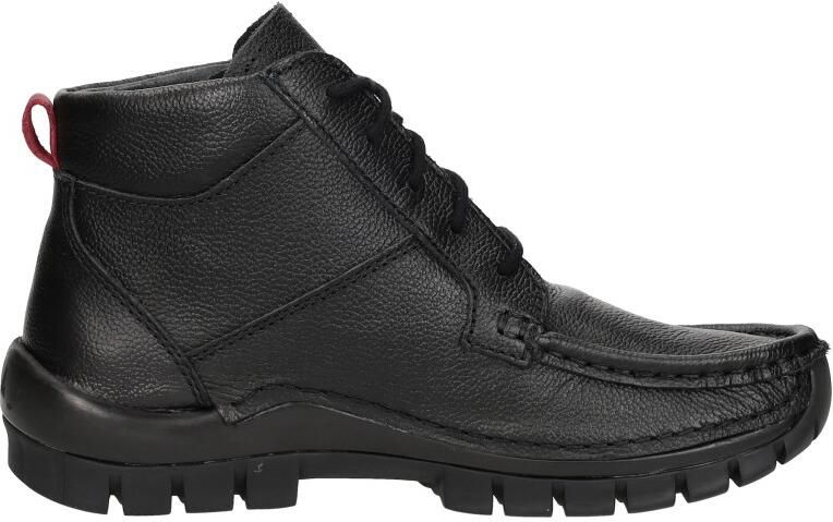 Wolky Zwarte Leren Dames Veterschoenen Zwart
