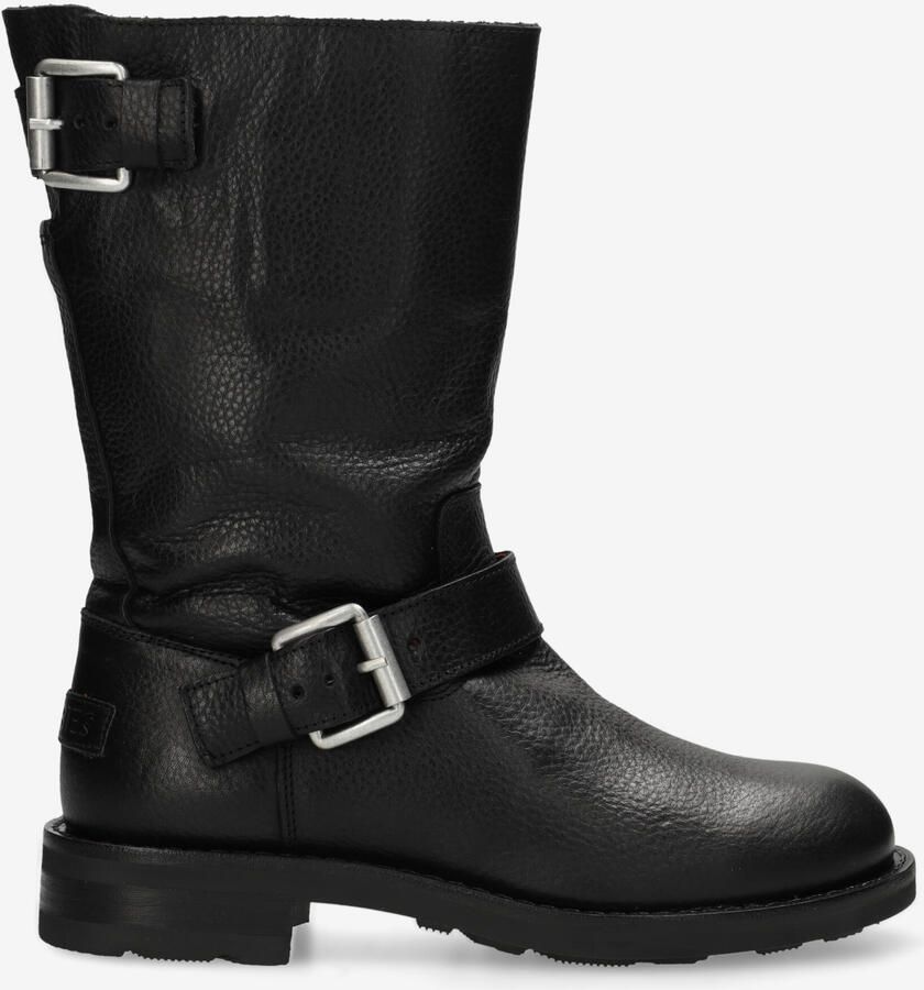 SHABBIES Biker Boots Dames Alyd Mia Leer Zwart