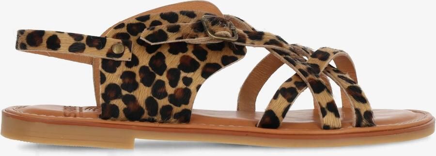 Shabbies Amsterdam Angel Cross sandaal Leopard pony Zwart Cognac - Foto 2